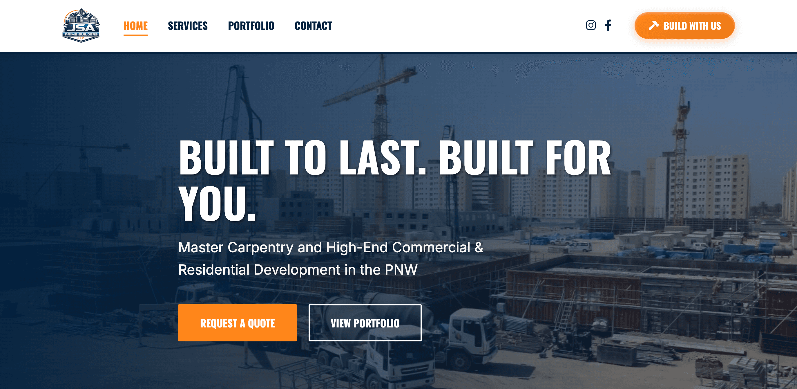 JSA Prime Builders website design