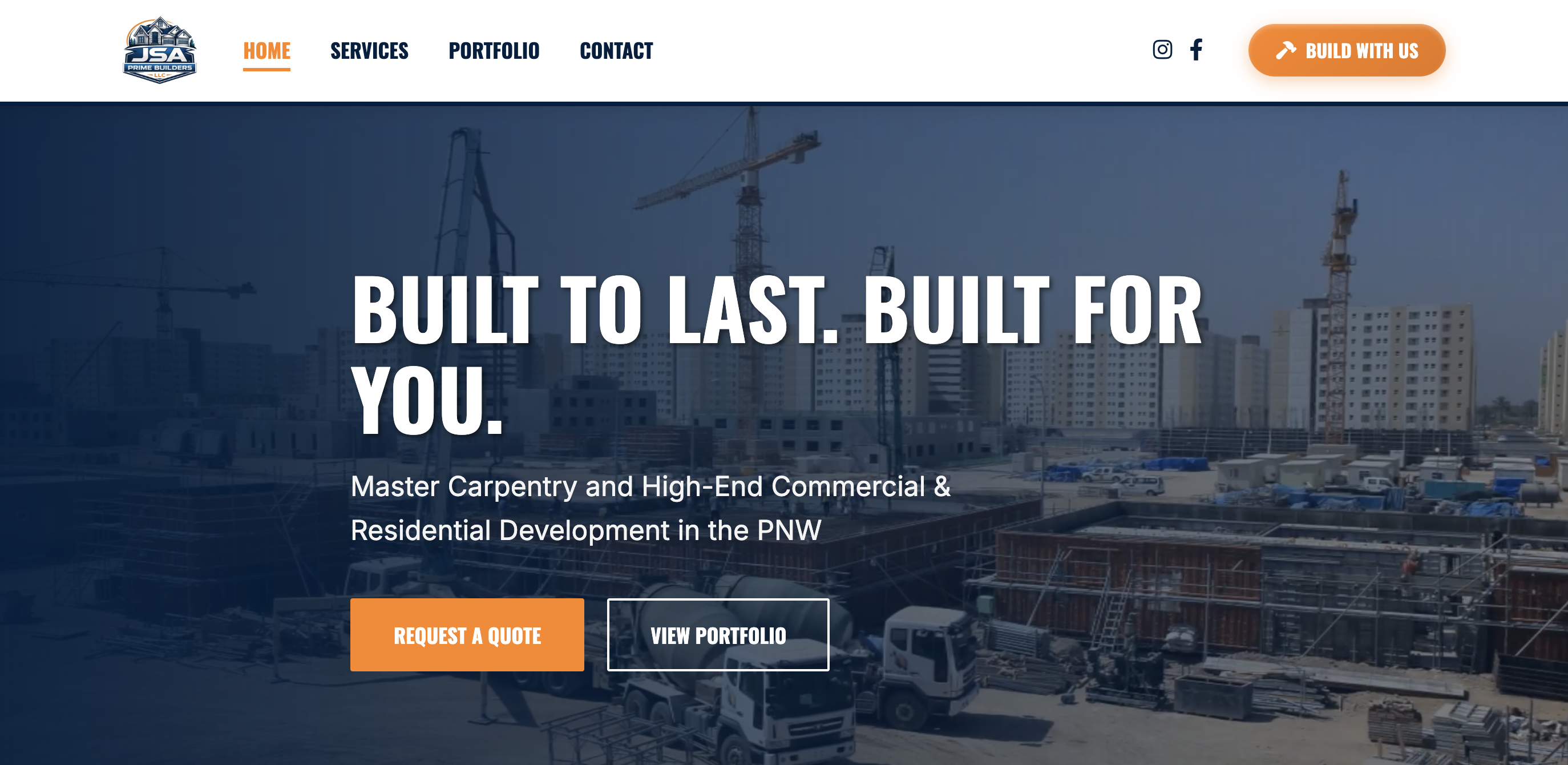 JSA Prime Builders website design