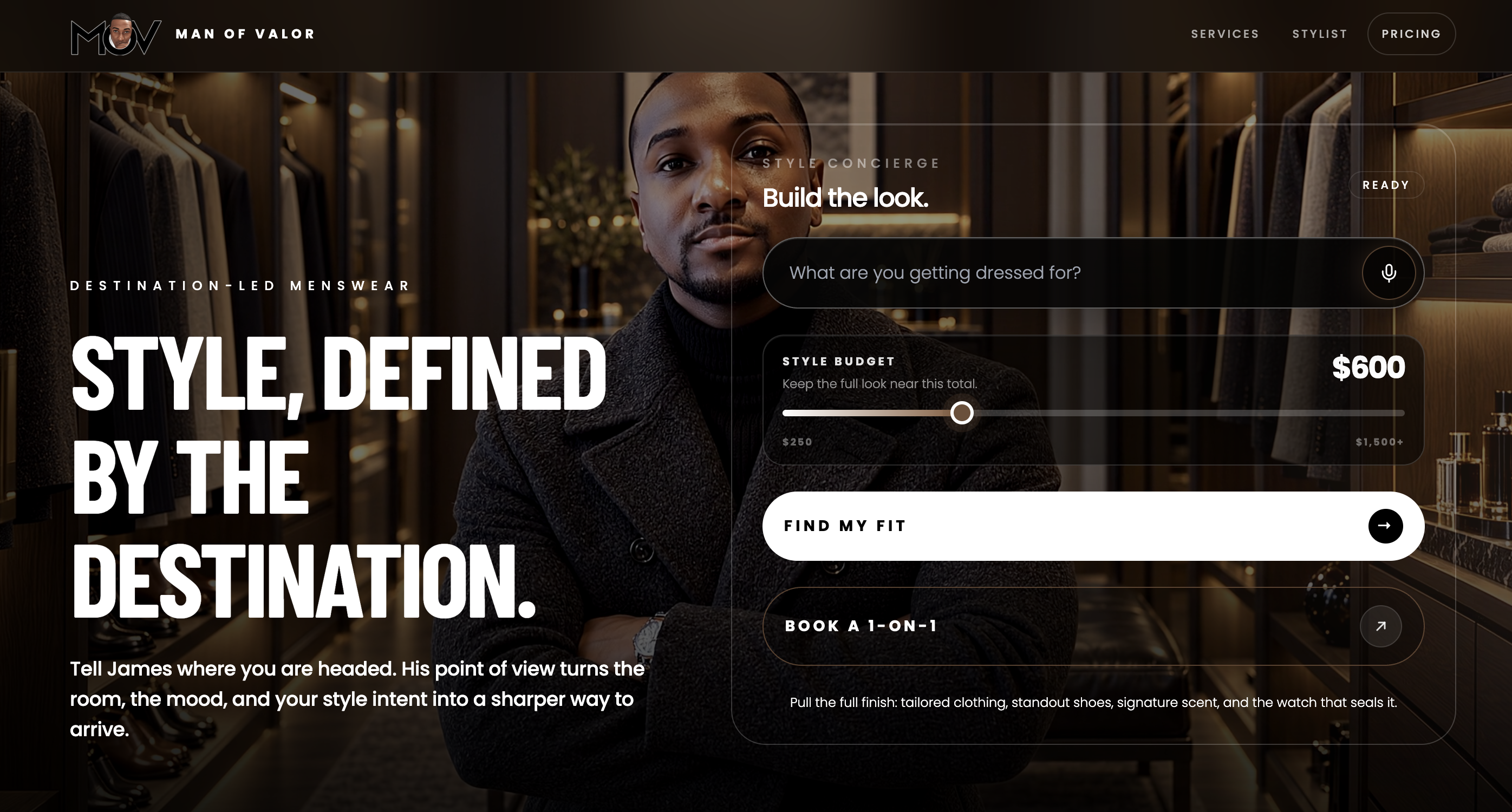 Man of Valor website design